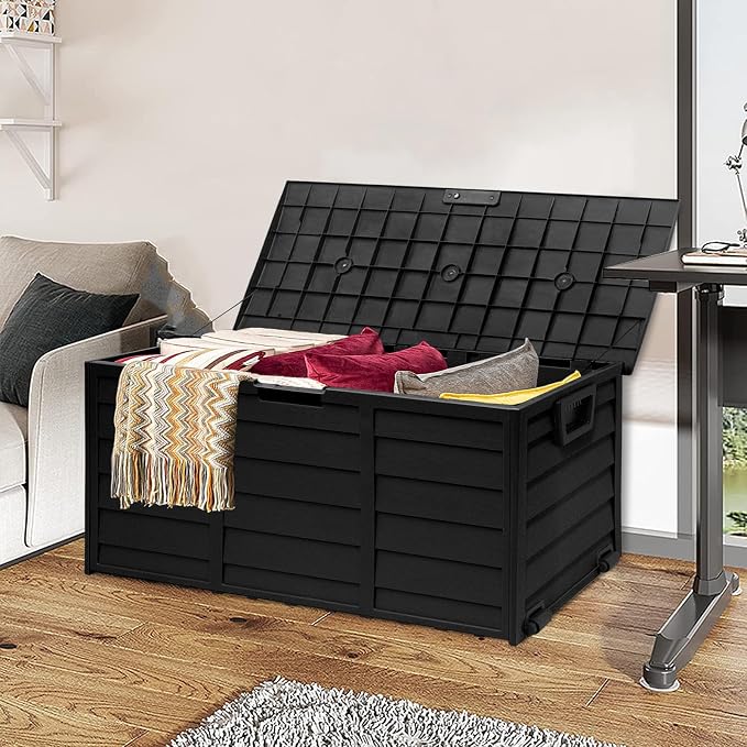 75 Gallon Outdoor Deck Storage Box, Patio Resin Deck Storage Container - Image 3