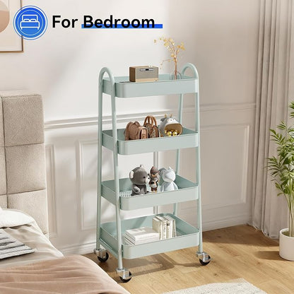 OLIXIS Metal 4 Tiers Utility Rolling Cart, Mobile Storage Shelf - Image 7