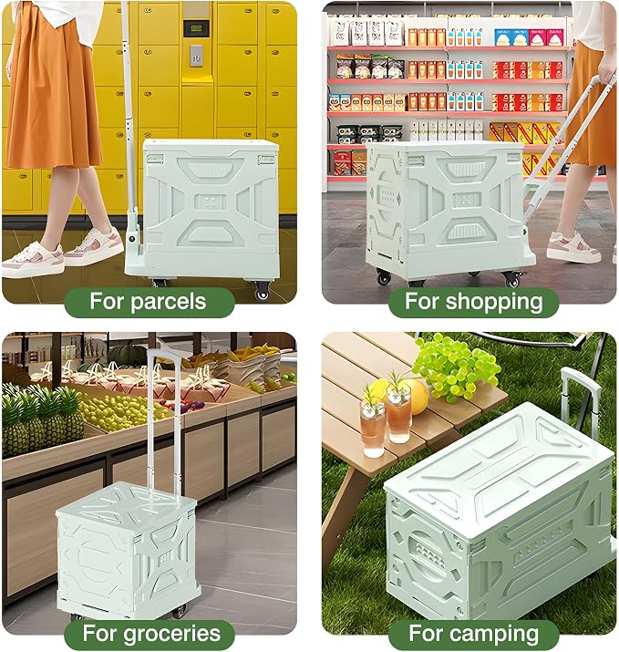 VECELO 16 GAL 2-in-1 Foldable Shopping Cart, Collapsible Utility Cart - Image 6