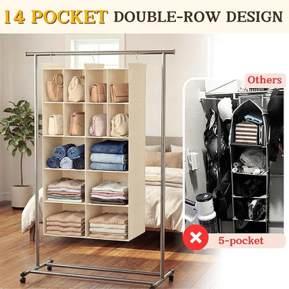 Ofiray-home 5 Tier Hanging Closet Organizer, 14 Compartments Sweater Organizer - Image 4