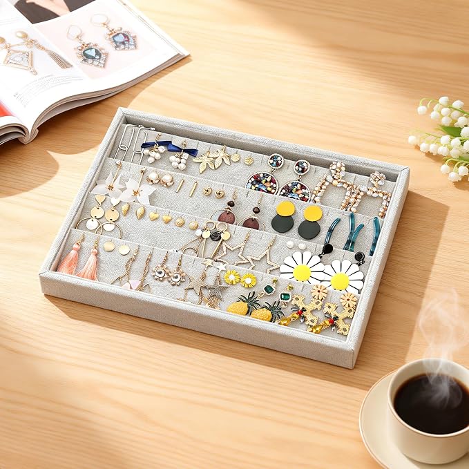 Stratalife 40 Pairs Stud Earring Organizer Tray, Stackable Velvet Jewelry - Image 2