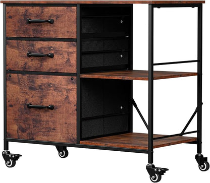 SUPER DEAL 3 Drawer Mobile File Cabinet, Fabric Lateral Filing Cabinet - Image 7