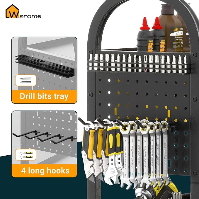 Warome Power Tool Organizer for Garage, Heavy Duty Tools Holder Storage Rack On - Image 2