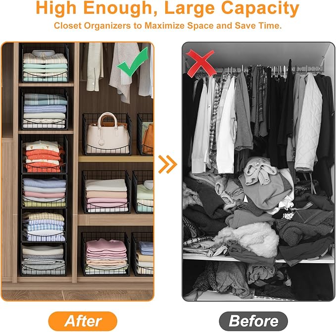 4-Tier Stackable Closet Organizers and Storage Shelves, Clothes Storage Basket - Image 2