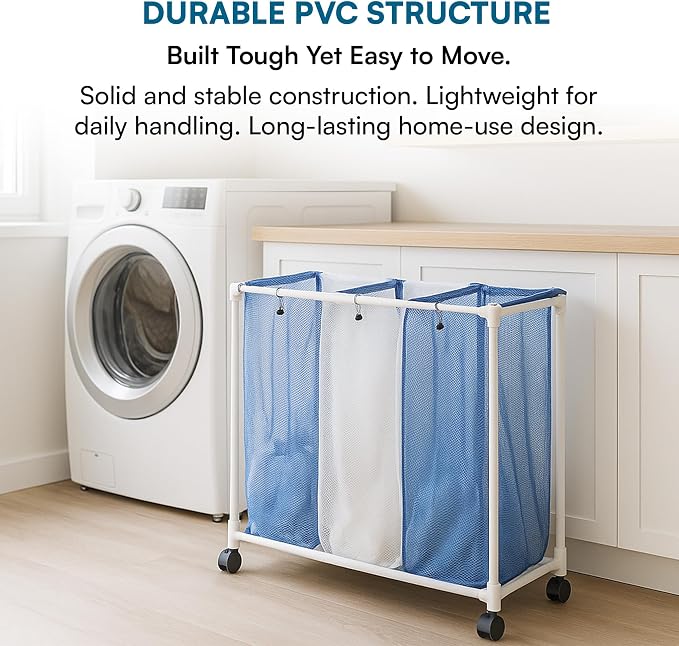 Honey-Can-Do HMP-01629 3 bag mesh laundry sorter, 30.5" x 15.3" x 30" - Image 8