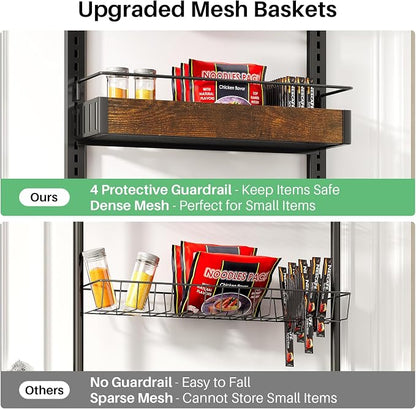SNTD 8 Tiers Wooden Over Door Organizer, Rustic Brown | Pantry Door Organizers - Image 5