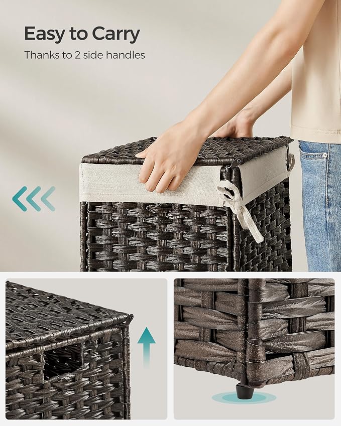 SONGMICS Storage Basket with Lid, 9.2 Gallon Storage Bin, Woven Blanket Storage - Image 5