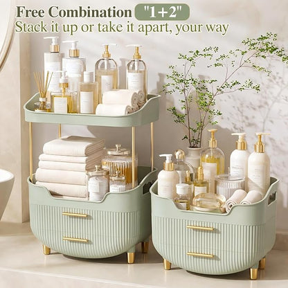 4-Tier Makeup Organizer Bathroom Countertop Storage Green | Versatile Storage - Image 4