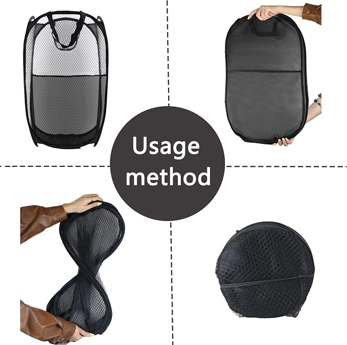 Collapsible Pop Up Laundry Hamper, Extra Large Mesh Foldable Laundry Basket - Image 3