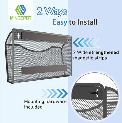 MINDEPOT Magnetic Wall File Organizer, Hanging File Holder, 6 Pack, Powerful - Image 3