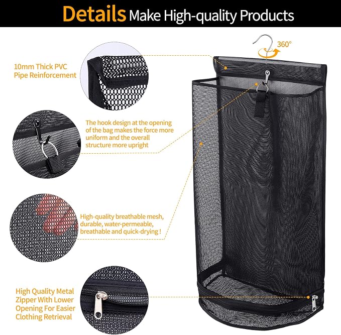 Hanging Collapsible Mesh Laundry Hamper - Image 3