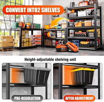 71.2" H Garage Shelving Heavy Duty Storage Shelves, Metal Adjustable Shelving - Image 5