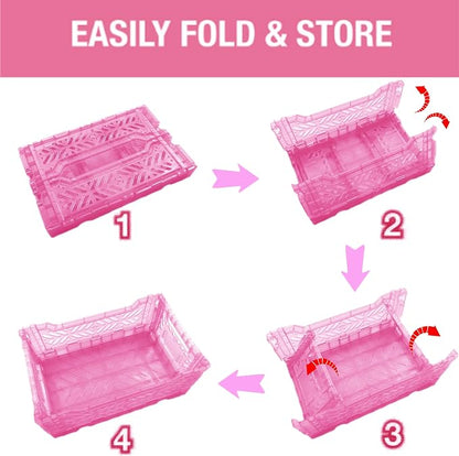 4L Plastic Storage Crates, Collapsible Basket - Image 4
