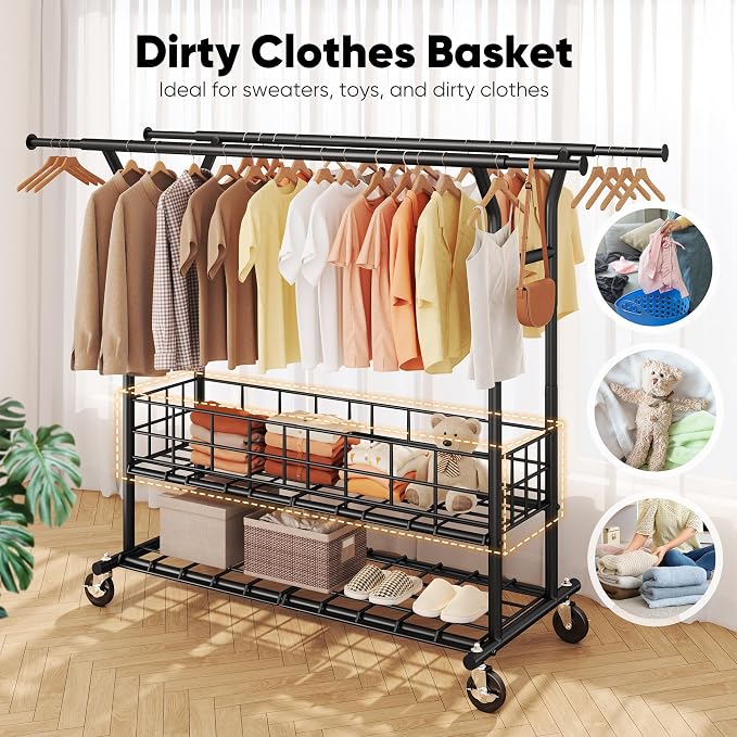 HOKEEPER Heavy Duty Clothes Rack Load 625 LBS, Clothing Rack - Image 4