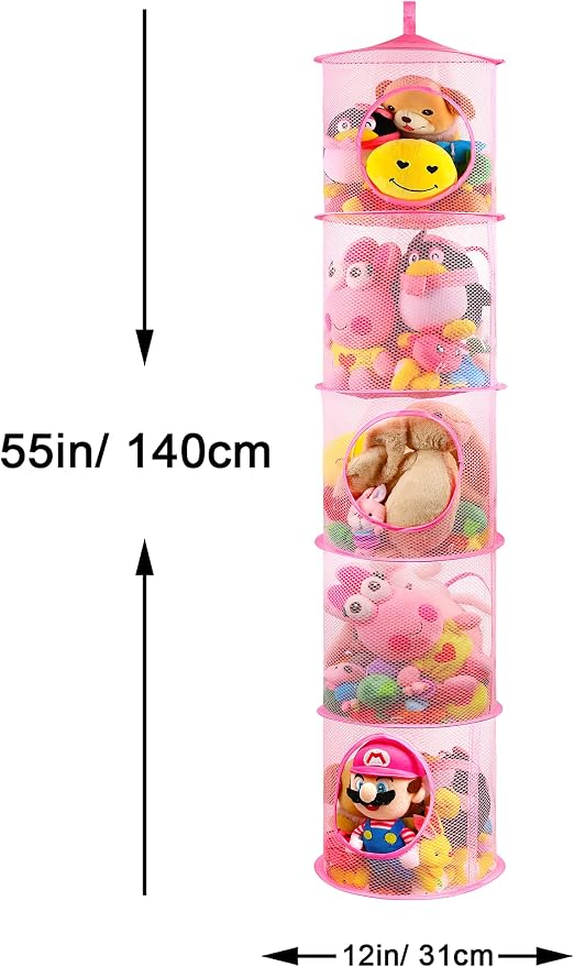 Hanging Stuffed Animal Storage Hammock Net 5 Tiers, Holds Plushies, Foldable - Image 3