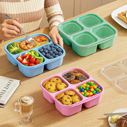 Canfanni 6 Pcs Snack Box Container Set, Reusable 3&4 Compartment Meal Prep - Image 2