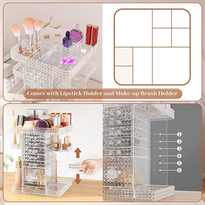 360 Rotating Makeup Organizer for Vanity, Large Skin Care Organizer - Image 8