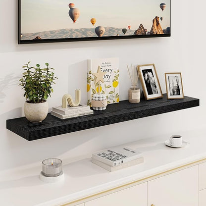 Black Floating Shelves 48 Inch Long, 8 Deep Floating Shelves - Image 2