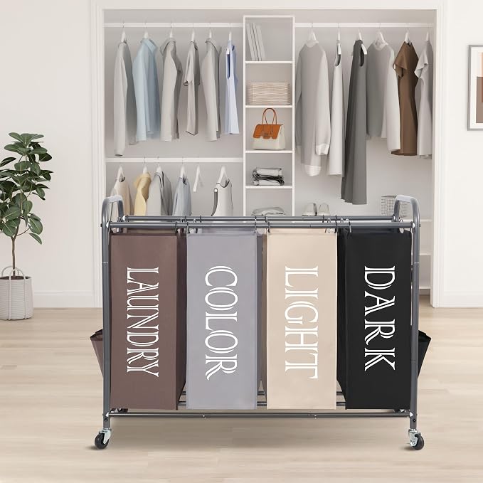 STORAGE MANIAC Laundry Sorter 4 Section, 47.8 Gal Laundry Hamper - Image 7