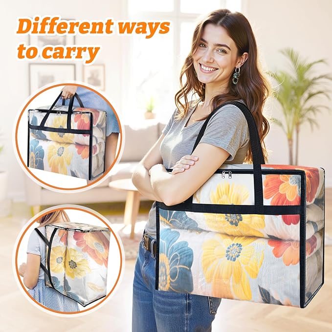 BlissTotes 4 Pack Clear Clothes Storage Bags, Moving Bags, Foldable Blanket - Image 7