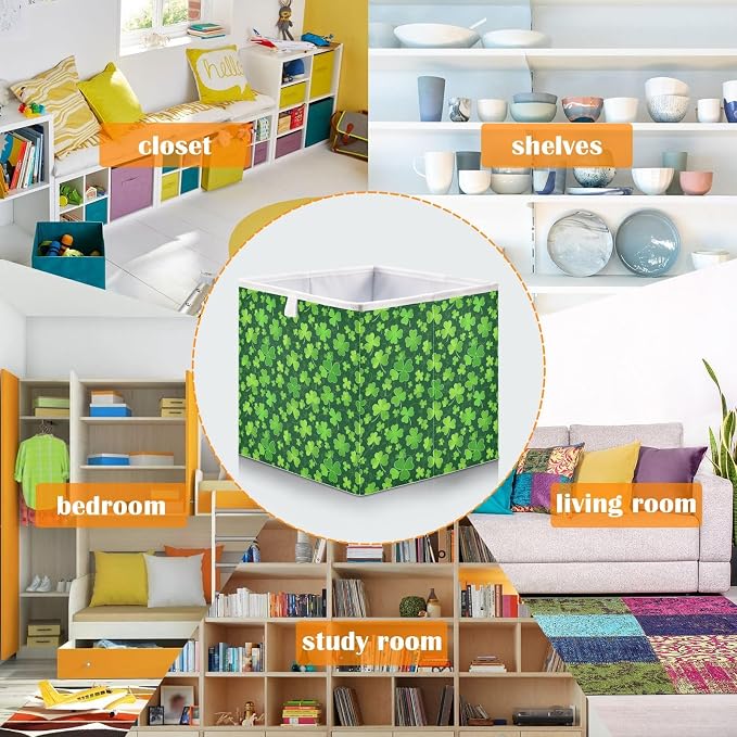 Clover St Patrick Day Closet Organizers Storage Cubes Storage Bins Shelf - Image 6