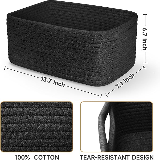 3-Pack Storage Baskets for Organizing | Woven Shelf Toy Basket | Rope Baskets - Image 3