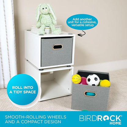 BIRDROCK HOME Rolling File Cabinet – Decorative Storage Shelf w/Removable Bins - Image 5