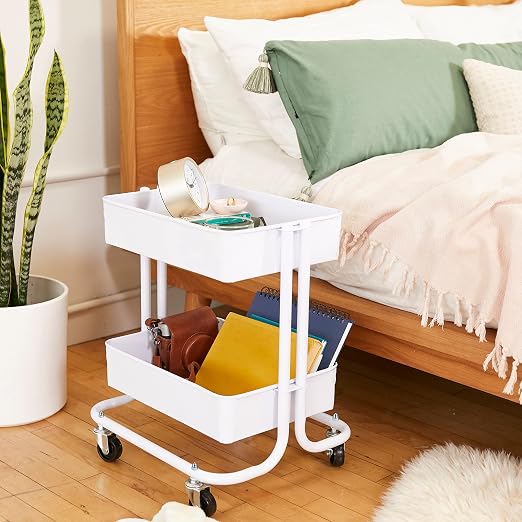 ECR4Kids 2-Tier Metal Rolling Utility Storage Cart - Image 5