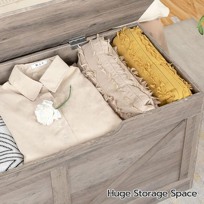 HOOBRO Storage Bench, 39.4” Retro Wooden Storage Chest - Image 4