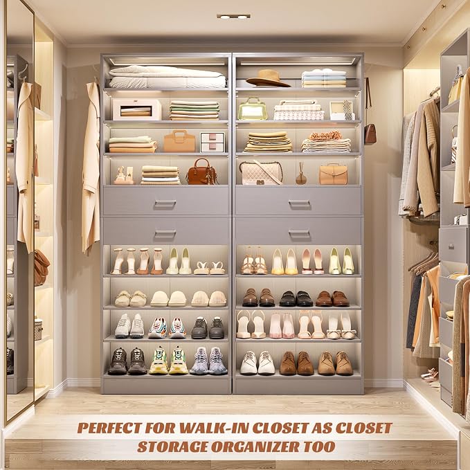 Aheaplus Tall Shoe Cabinet, 10 Tiers Wood Shoe Rack, Vertical Shoe Storage - Image 6