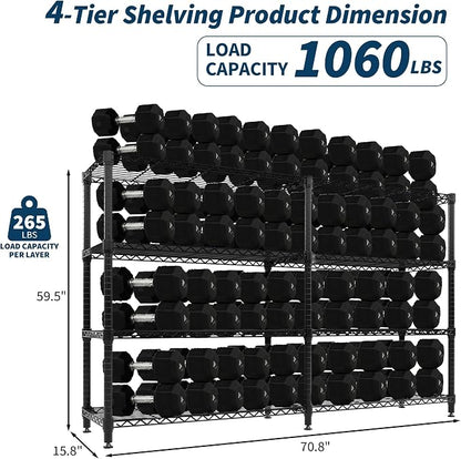 Garvee 70.8" W Storage Shelves Metal Shelving Unit, 4-Tier Heavy Duty Wire - Image 3