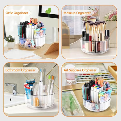 Rotating Pencil Holder for Desk, 5 Slots 360-Degree Spinning Acrylic Pen Holder - Image 6