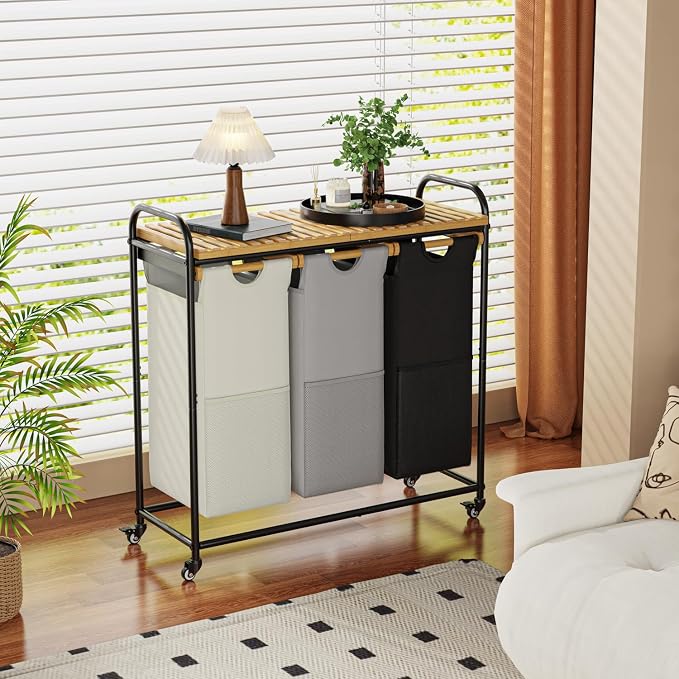 Laundry Hampers 3 Section, Laundry Sorter - Image 9