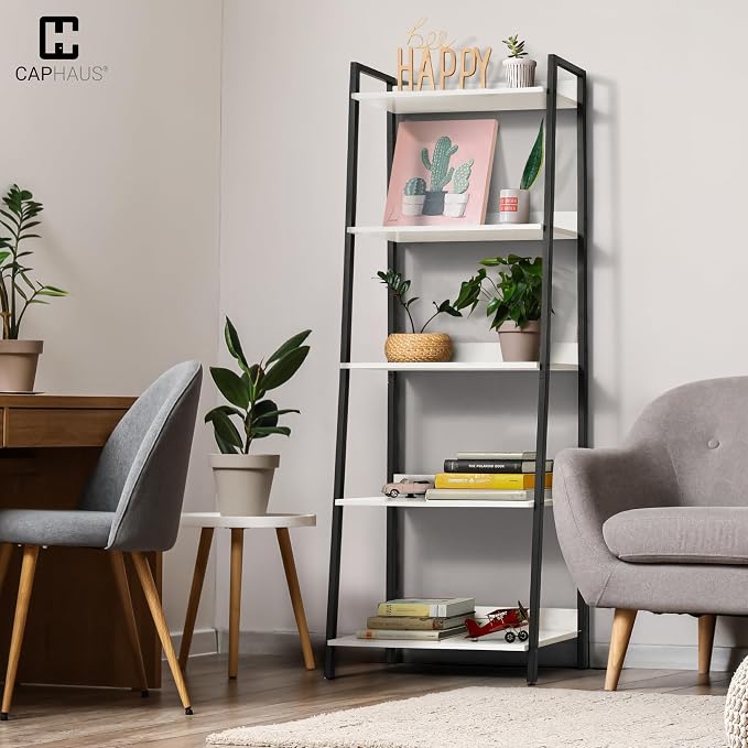 CAPHAUS 5 Tier Ladder Bookshelf, 24 Inch Width Free Standing Shelf, Bookcase - Image 2