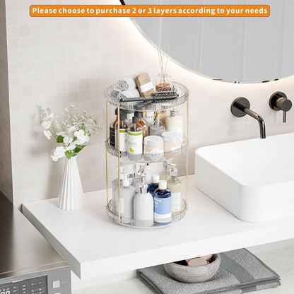 Yieach Acrylic 360 Rotating Makeup Organizer and Perfume Organizer, 2 Tier Make - Image 7