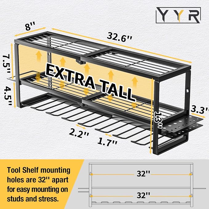 YYR Heavy Duty Power Tool Organizer Wall Mount, Cordless Drill Hanger Storage - Image 2