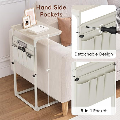 Vagusicc C Shaped End Table, Adjustable Height Small Couch Side Table - Image 6