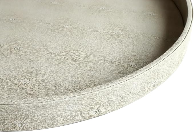 HofferRuffer Large Round Serving Tray 24'', Elegant Faux Leather Circle Ottoman - Image 3
