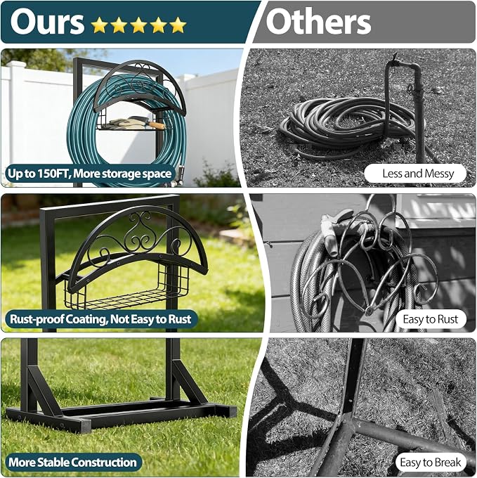 Garden Hose Holder Stand, BOLITE Metal Hanger - Image 3