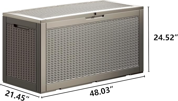100 Gallon Resin Deck Box, Waterproof Outdoor Storage Box - Image 3