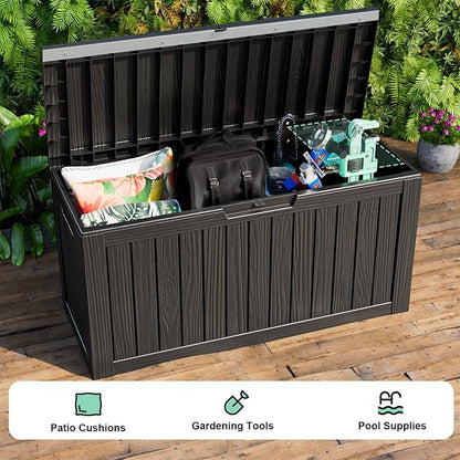 90 Gallon Waterproof Resin Deck Box, UV Resistant Outdoor Storage - Image 5