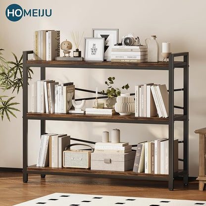 3 Tier Bookshelf 39.37" Width, Long Industrial Bookcase, Vintage Farmhouse - Image 4