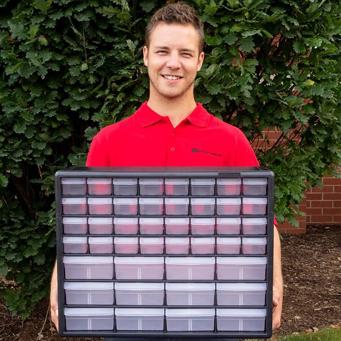 Akro-Mils 44 Drawer 10144REDBLK, Plastic Parts Storage Hardware and Craft - Image 2