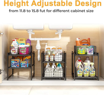 Under Sink Organizer, 2-Tier Pull Out Cabinet Organizer, Kitchen Bathroom - Image 7