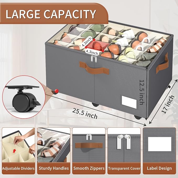 Foyego Shoe Organizer for Closet, Shoe Storage Organizer - Image 2