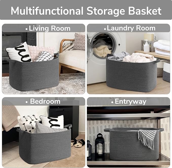 Goodpick Storage Basket, Rectangle Dirty Clothes Baskets - Image 4
