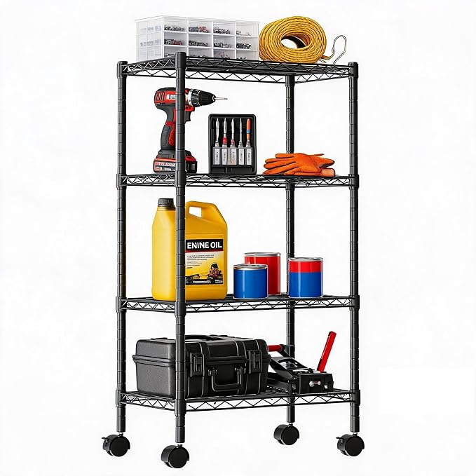 DUMOS 4-Tier Metal Wire Storage Shelves, Adjustable Standing Storage Rack Shelf by DumosLifestyle