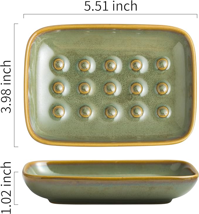 Soap Dish for Shower, Ceramic Soap Dish Non-Slip Soap Holder Bar Saver Tray for - Image 2