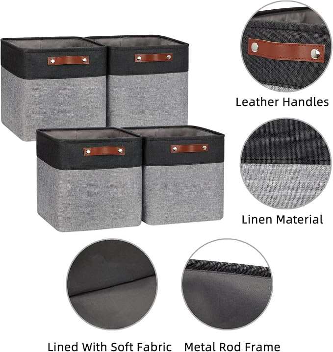 HNZIGE Fabric Cube Storage Baskets Bins Cube Baskets 11x11, Foldable Storage - Image 6