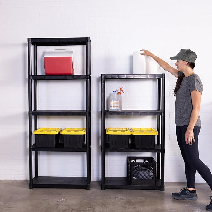 4-Shelf Plastic Storage Shelving Unit, Freestanding Organizer Utility Rack - Image 2
